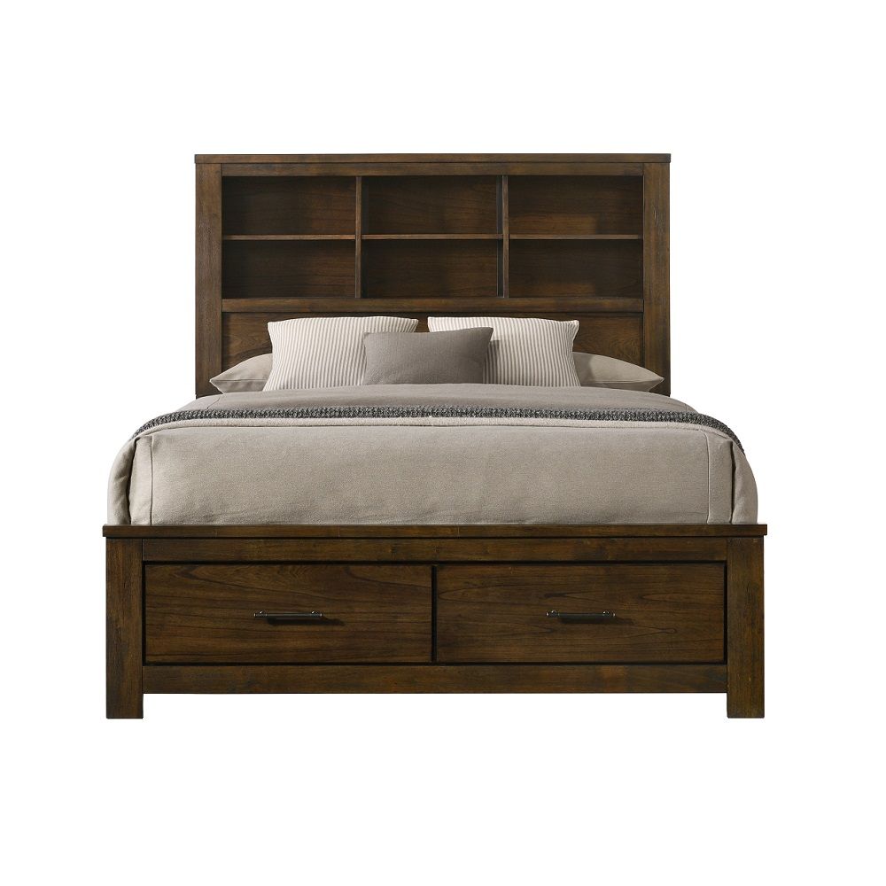 ACME Box Spring NOT Required (13 Slats )Natural Finish Style Storage Headboard & Footboard | Meri Furniture