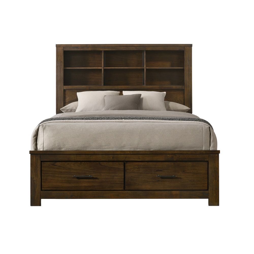 Box Spring NOT Required (13 Slats )Natural Finish Style Storage Headboard & Footboard