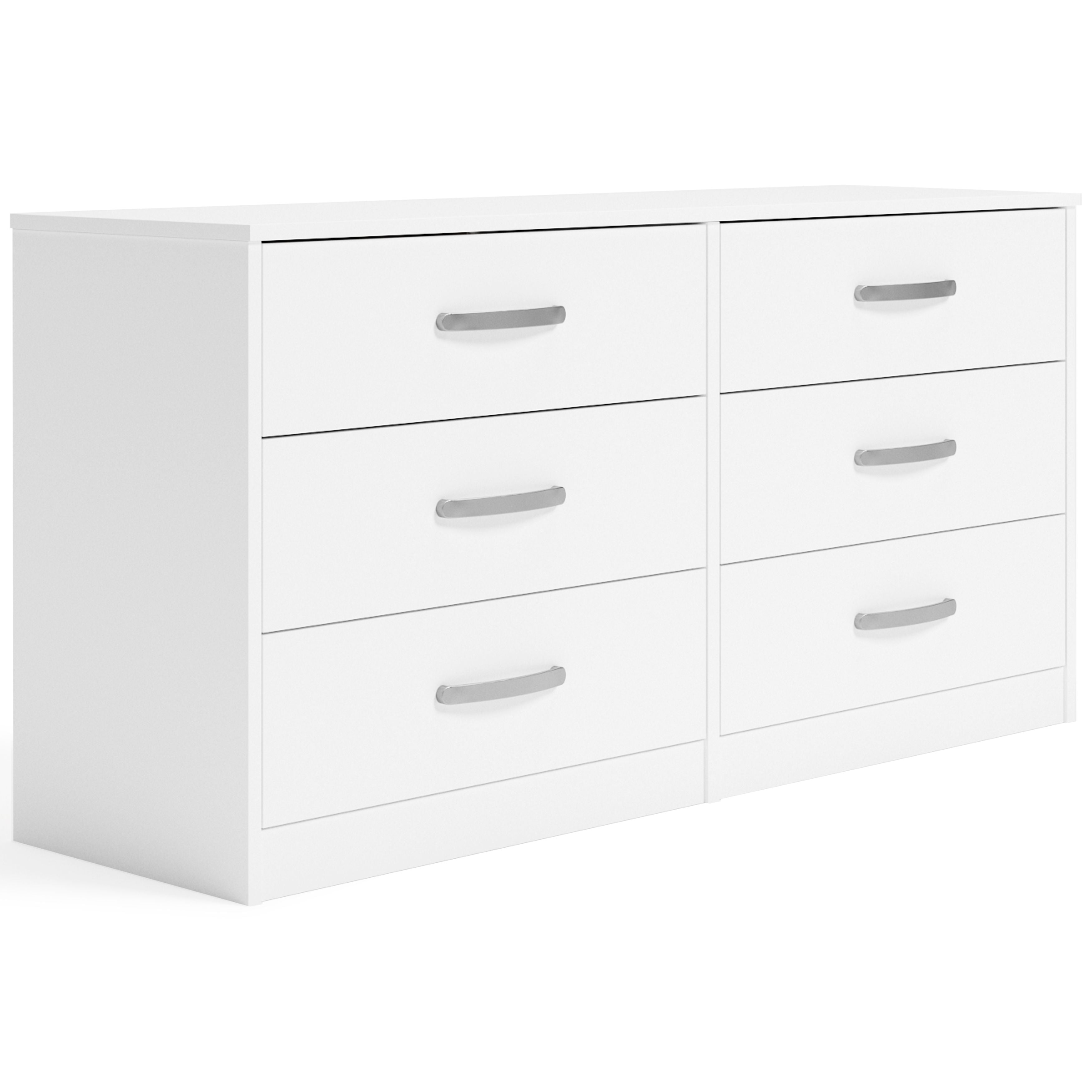 Signature Design by Ashley® Flannia - White - Six Drawer Dresser - 29'' Height | Meri Furniture