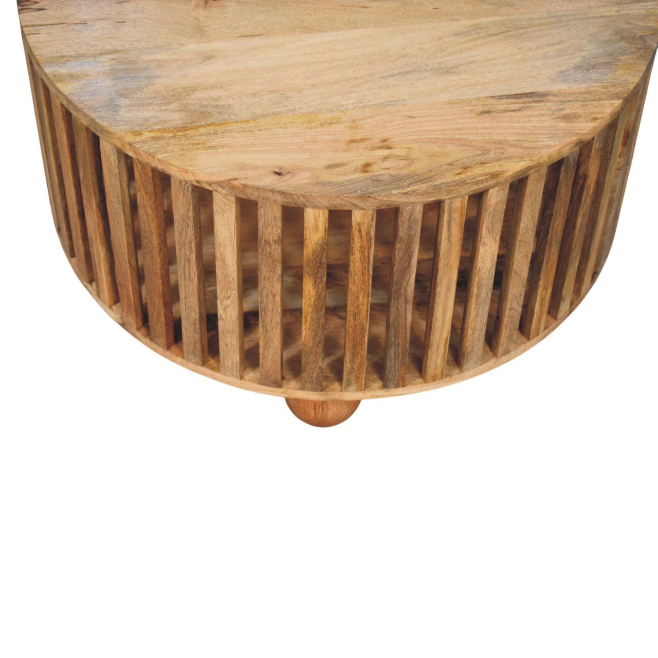 Slatted Round Coffee Table - Beige