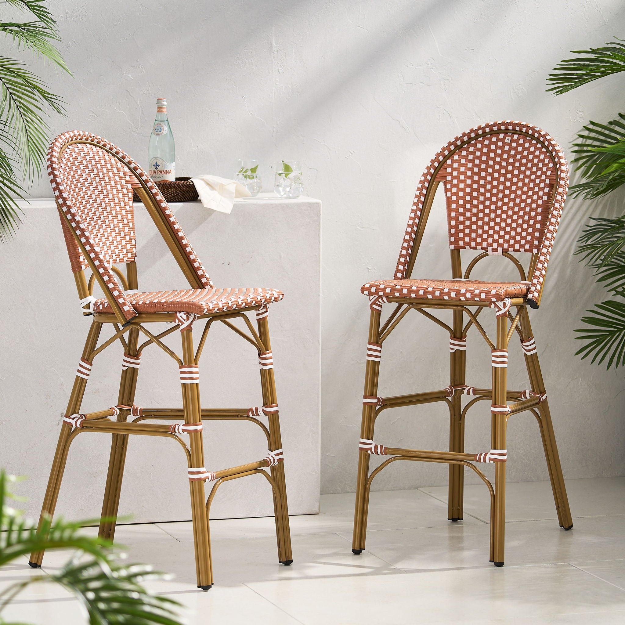 Outdoor Pe Rattan French Barstool Set