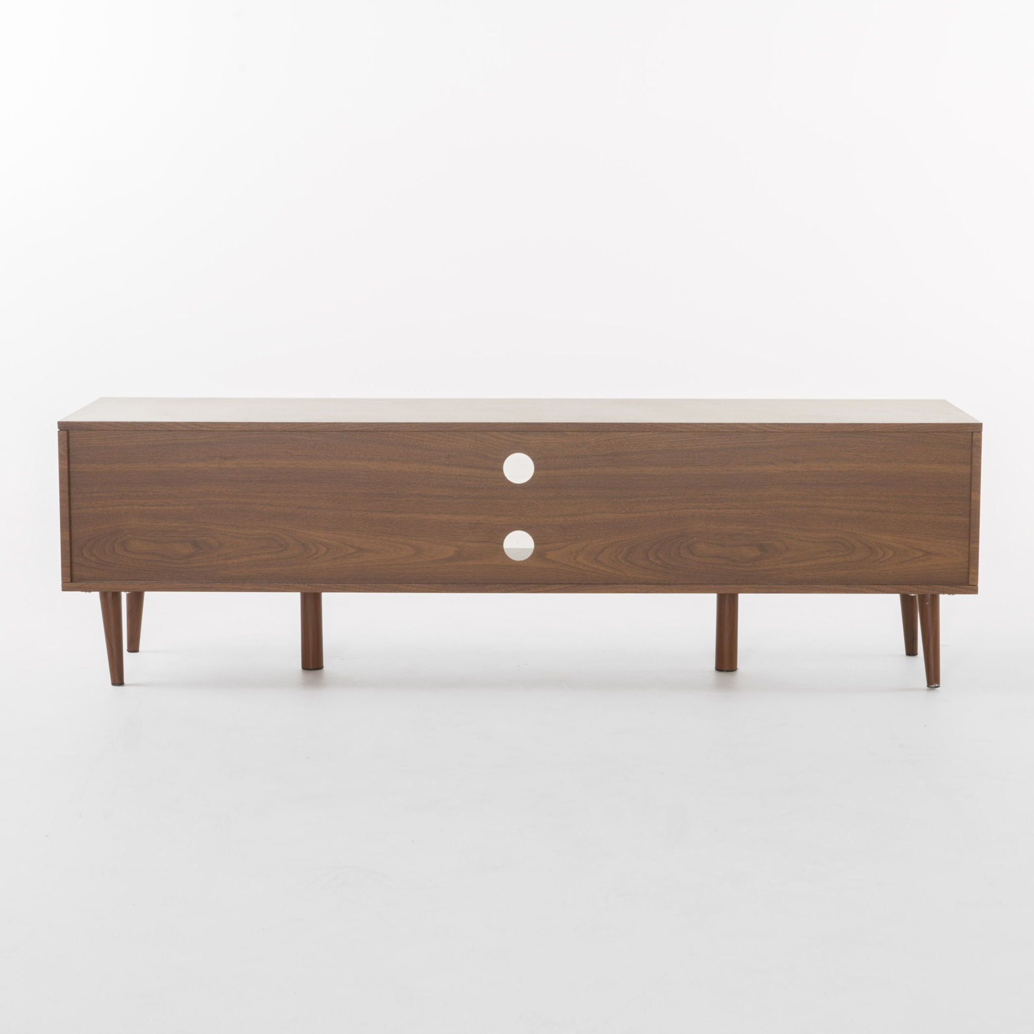 Modern TV Stand With Storage, Tempered Glass Shelf - Walnut