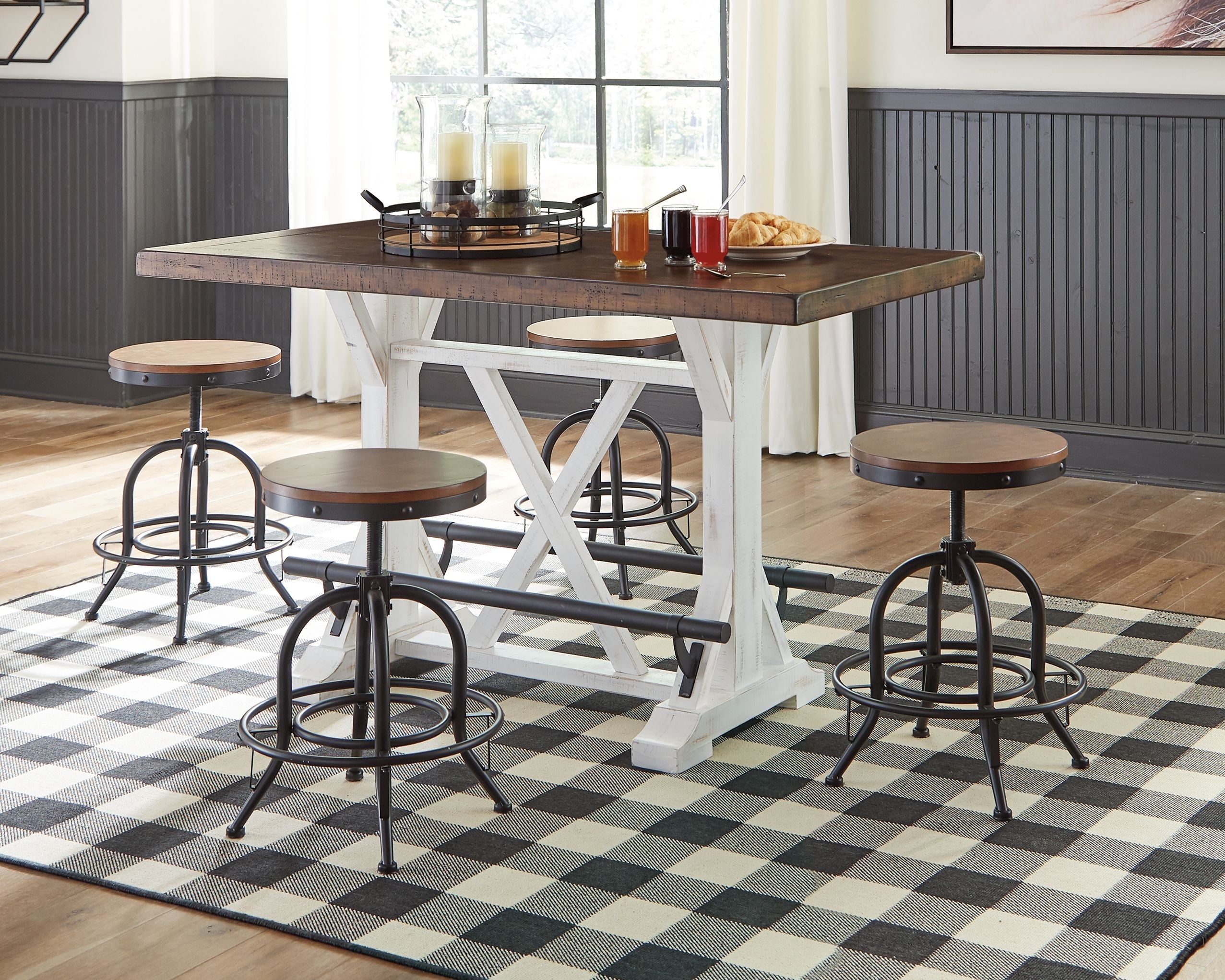 Signature Design by Ashley® Valebeck - White / Brown - Rectangular Dining Room Counter Table | Meri Furniture