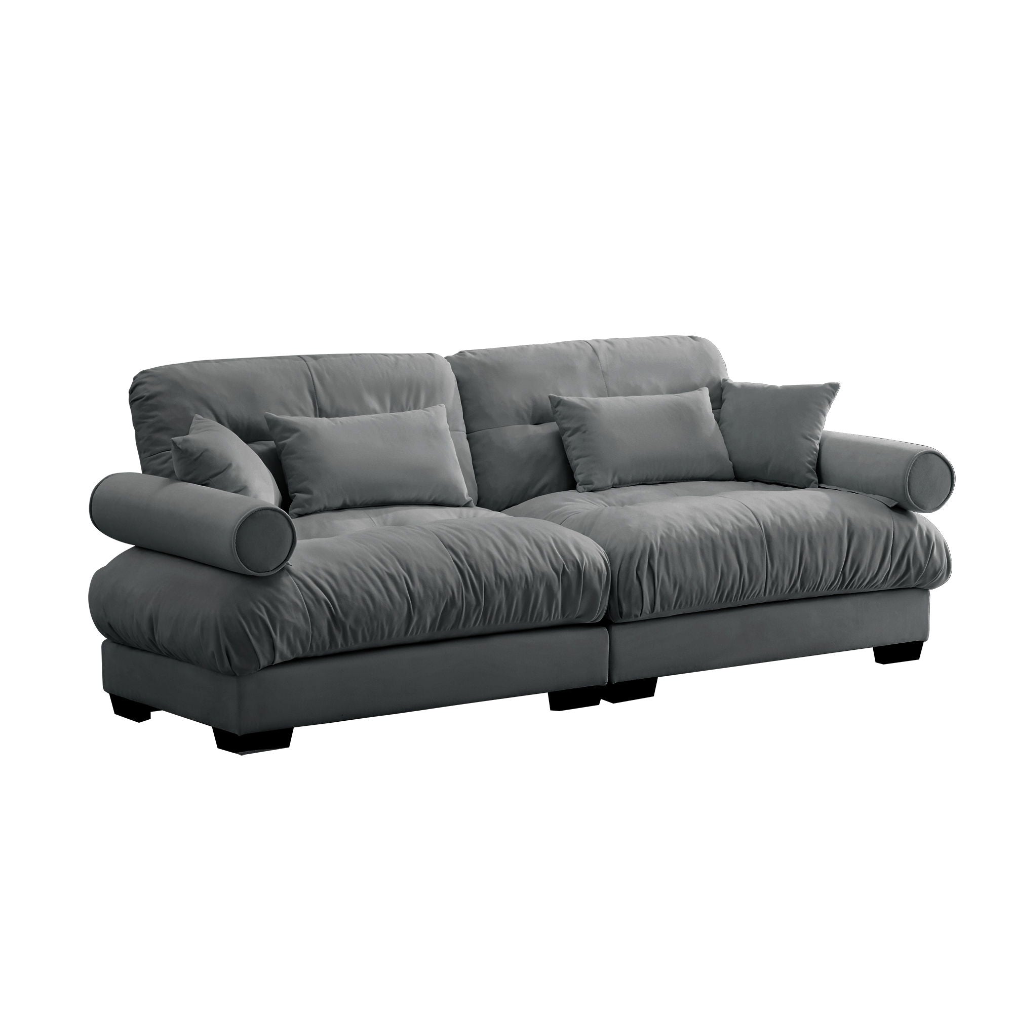 Modern Oversize Sofa With Cloud Like Comfort, Featuring Waist And Throw Pillows