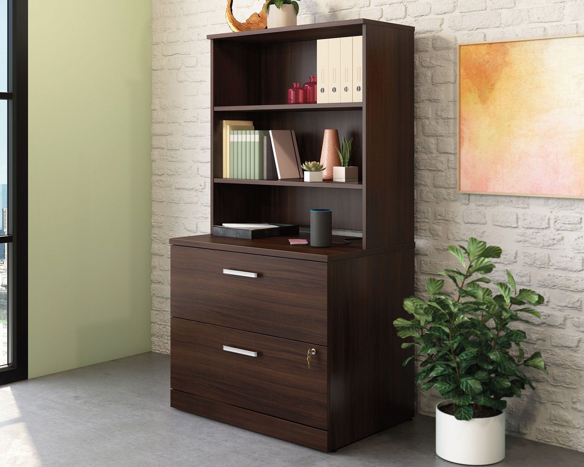 2-Shelf Hutch for Cabinet in Noble Elm