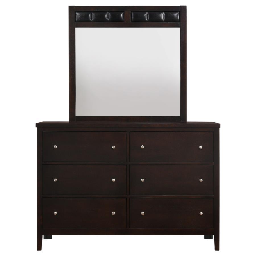 Coaster Fine Furniture Carlton - 6-Drawer Dresser With Mirror - Cappuccino | Meri Furniture