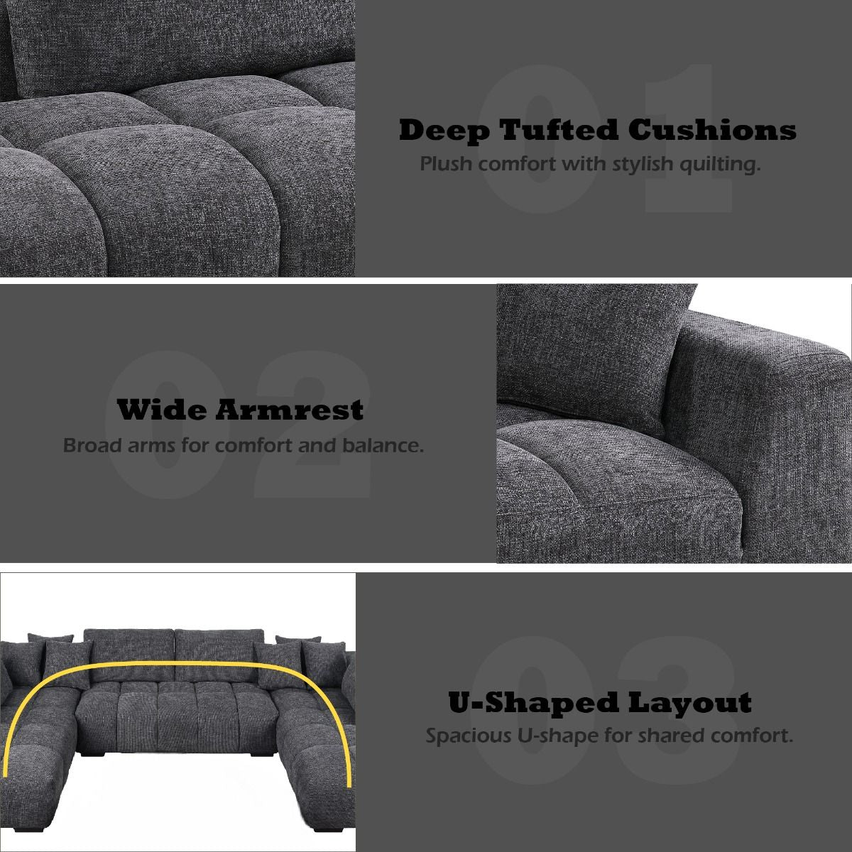 Chosen - Sectional Sofa With 3 Pillows