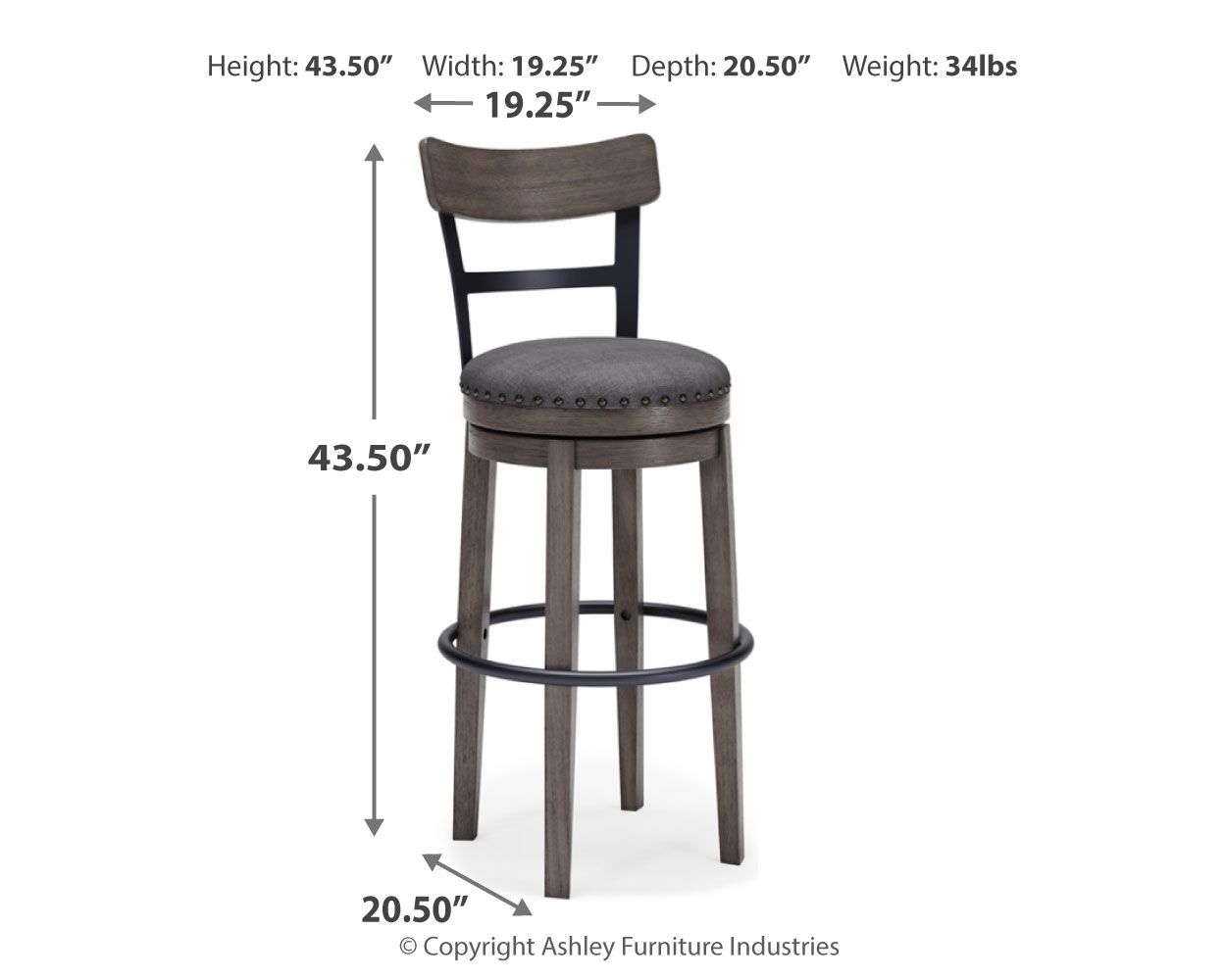 Signature Design by Ashley® Caitbrook - Gray - Tall Uph Swivel Barstool | Meri Furniture