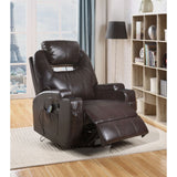 KD Back, Features: Rocker, 360 Swivel Degrees, Power Massage & Cup-Holder • Motion Reclining Function (External Latch Handle).