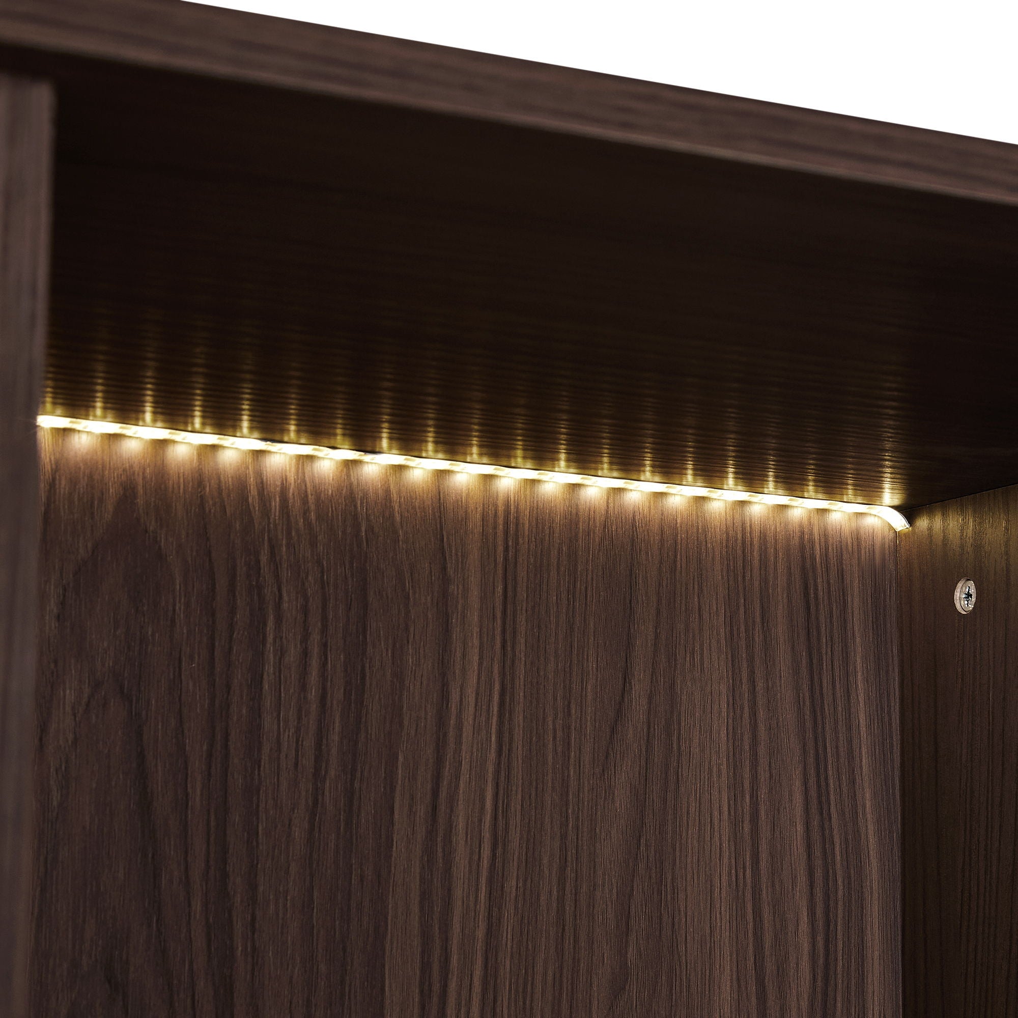 Modern Minimalist Style LED Curio Cabinet With Tempered Glass Door, Metal Legs