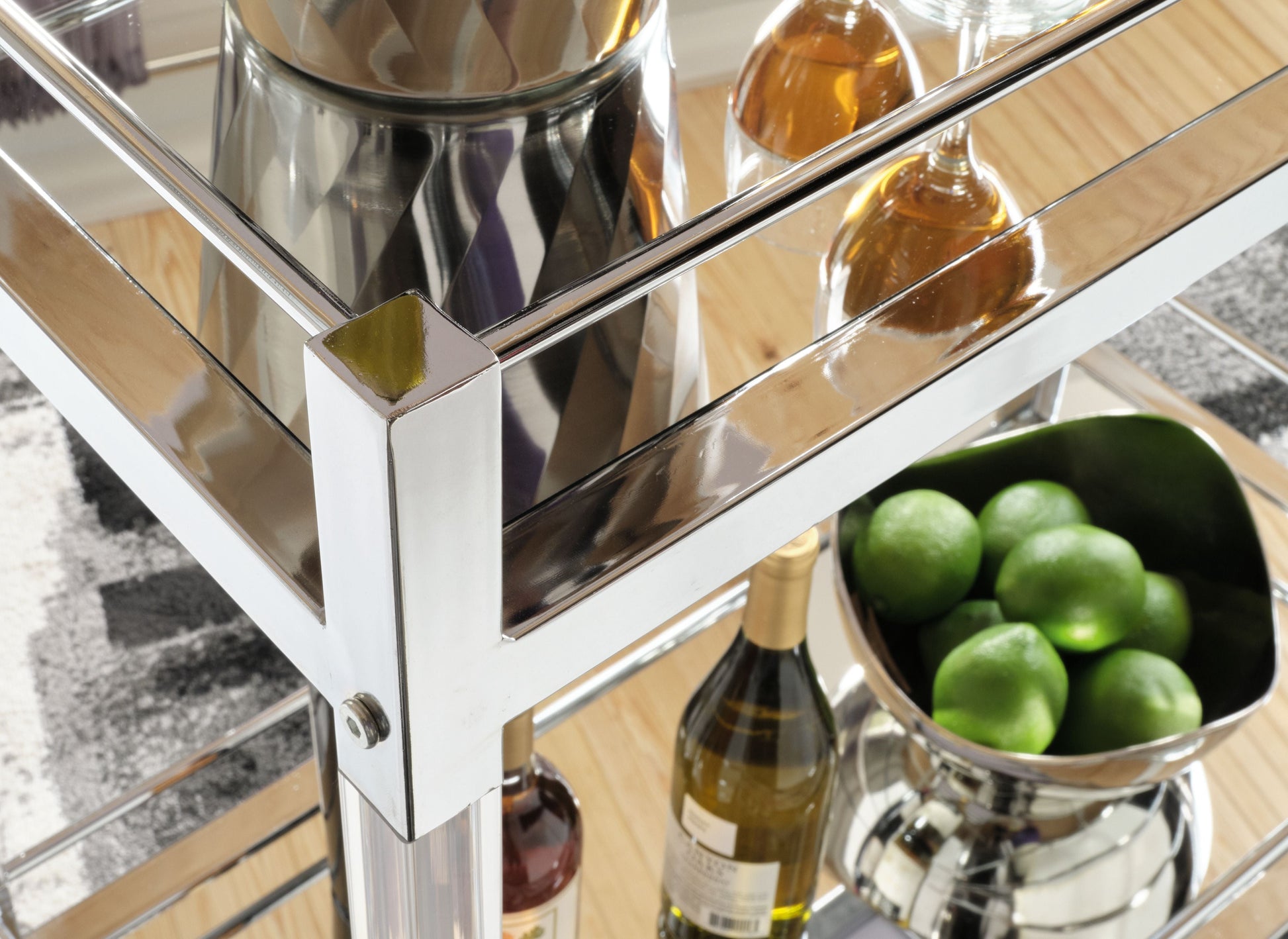 Signature Design by Ashley® Chaseton - Clear / Silver Finish - Bar Cart | Meri Furniture