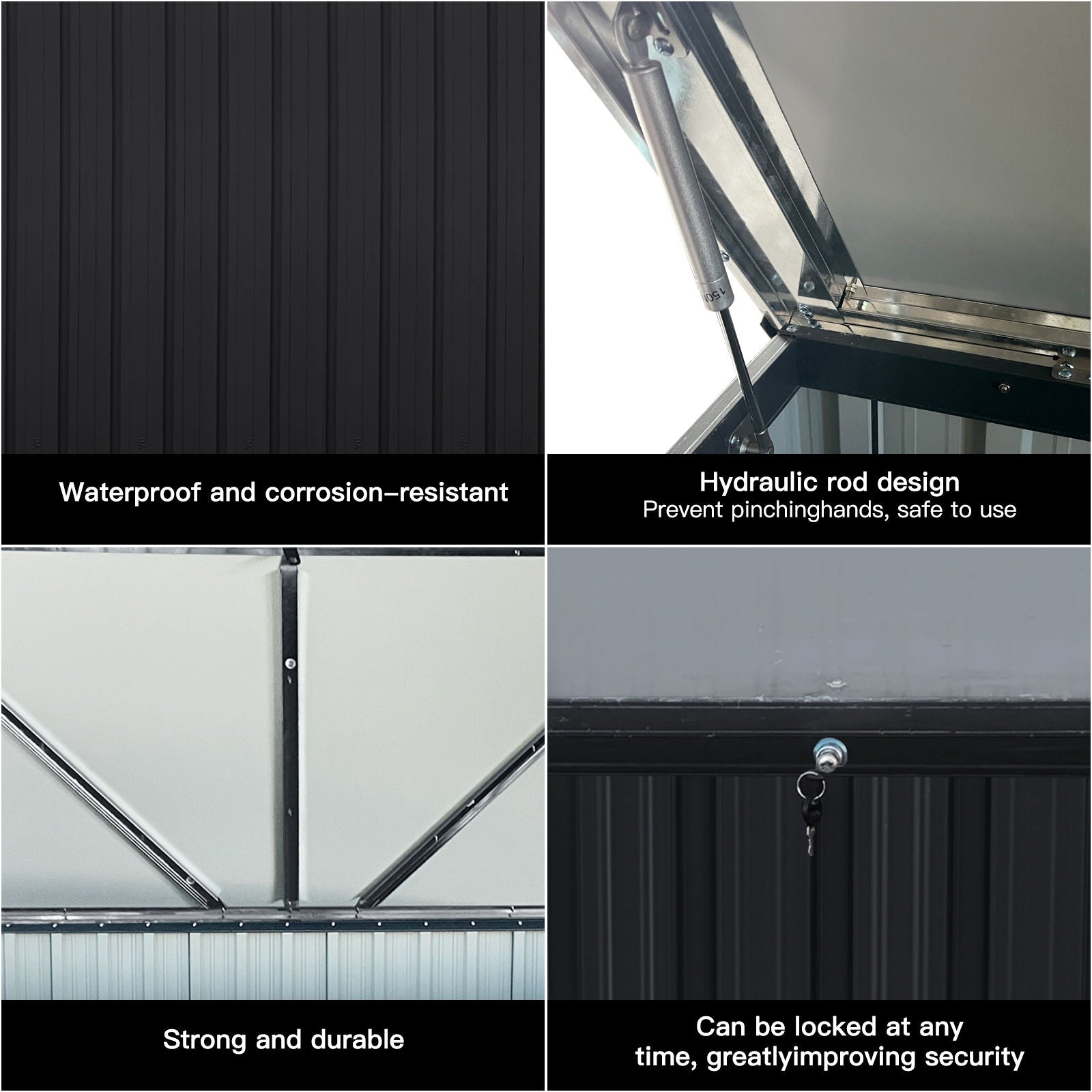 Metal Storage Box Store Large Out Door Use - Black