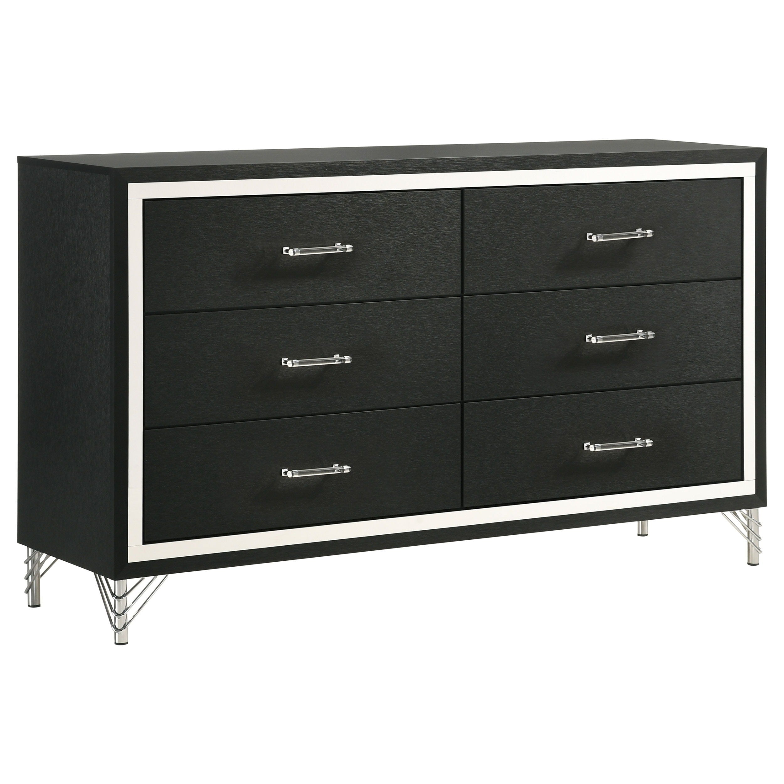 Coaster Fine Furniture Lucia - 6-Drawer Dresser Cabinet - Black | Meri Furniture