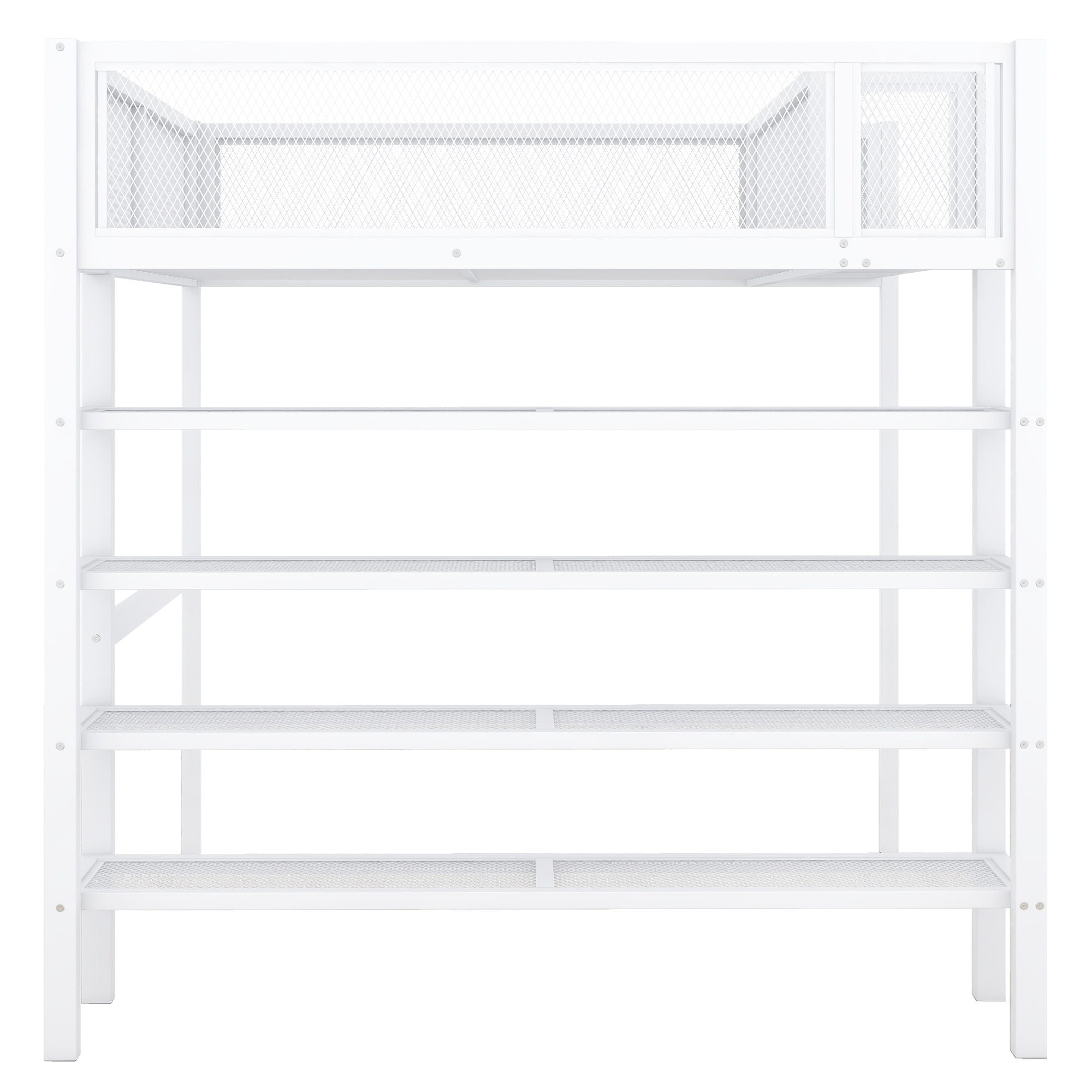Loft Bed With 4 Tier Shelves And Storage
