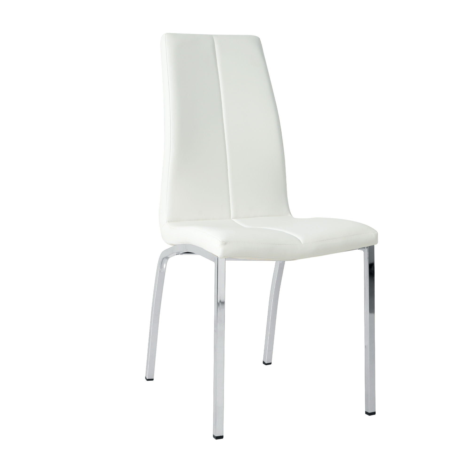 Modern Upholstered Dining Chair (Set of 4) With Electroplated Metal Legs - White