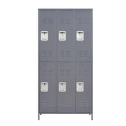 6 Door Lockers With Lock For Employees, Storage Cabinet For Home, Gym, Office, School, Garage - Gray