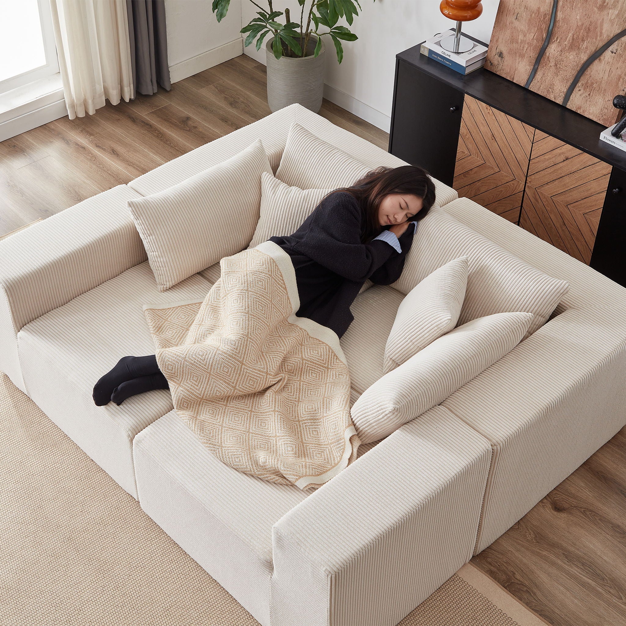 Modular L Shaped Sectional Compressed Sofa, Free Combination