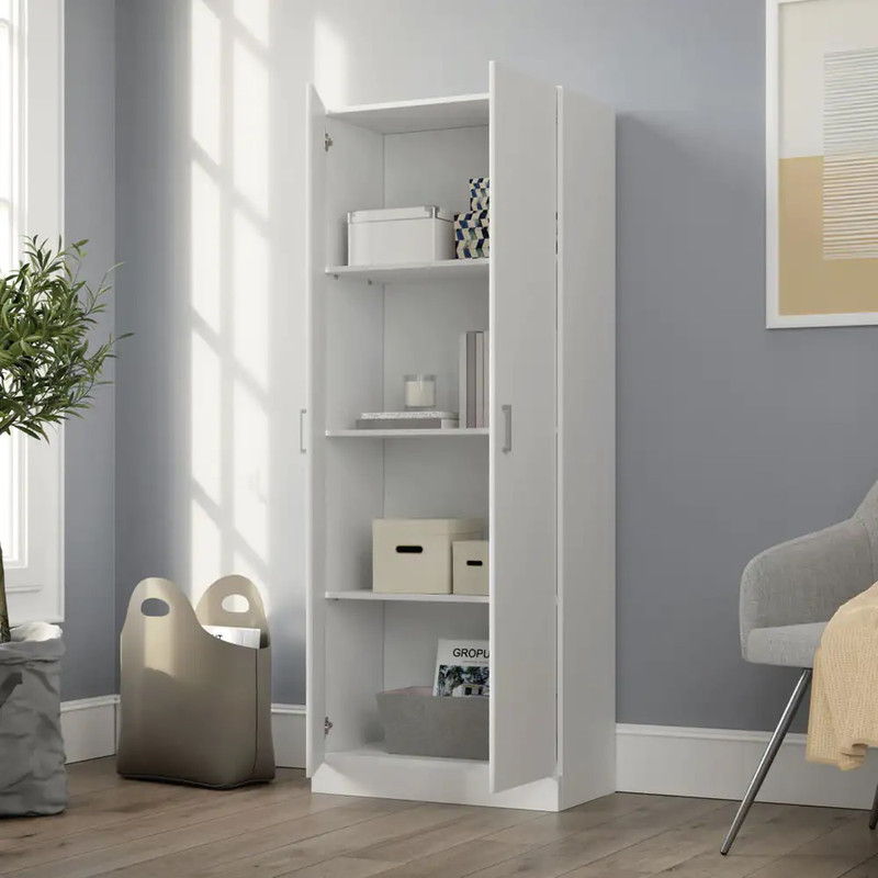 Alara White 24"W Simplistic Modern Double Door Storage Cabinet