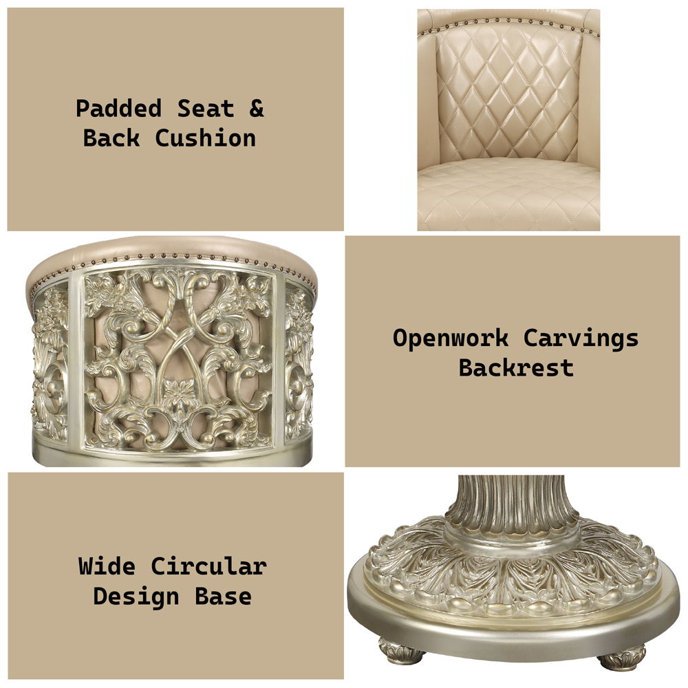 Sorina - Arm Chair - Synthetic Leather & Antique Gold