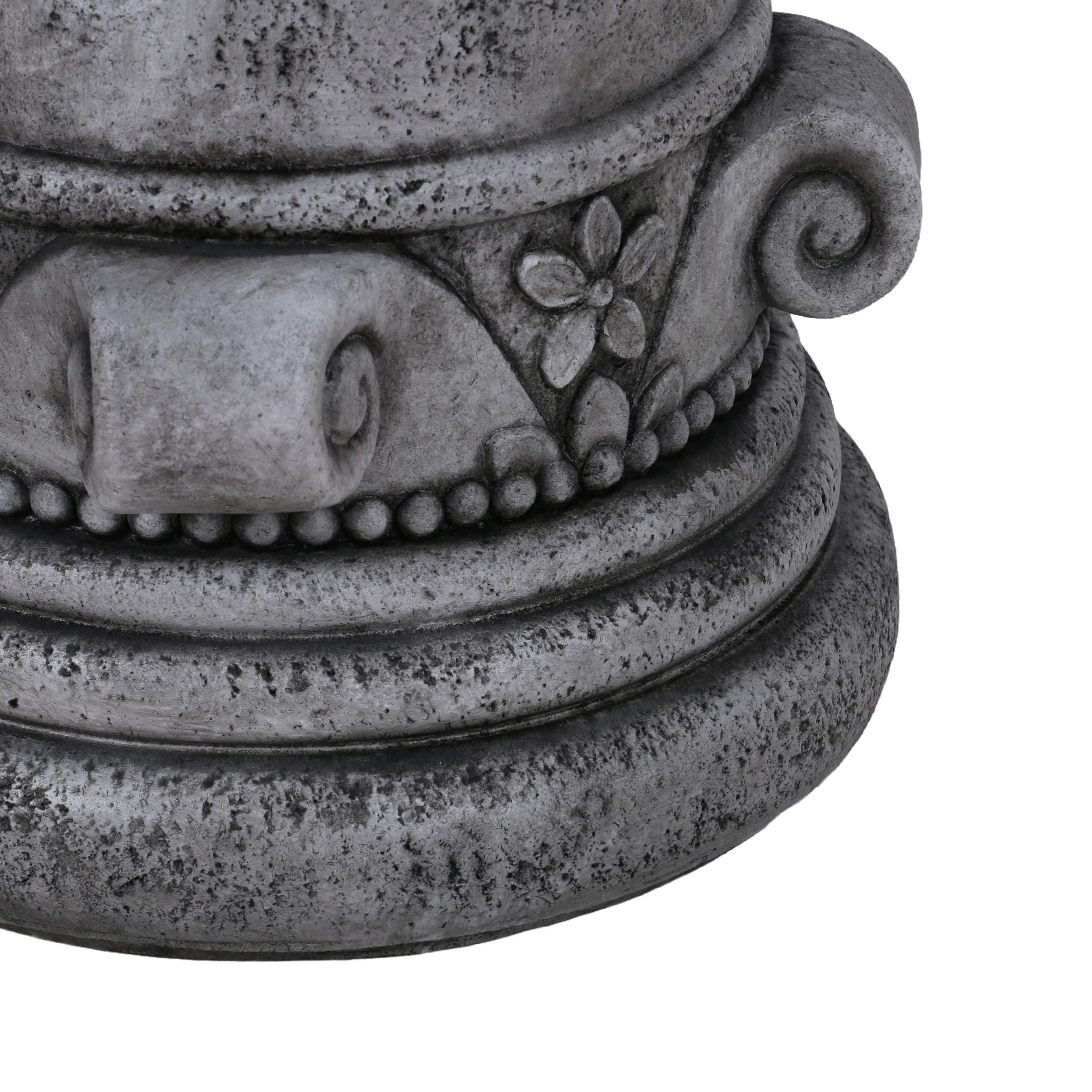 Outdoor End Table, Round Side Table For Patio And Garden - Antique Gray