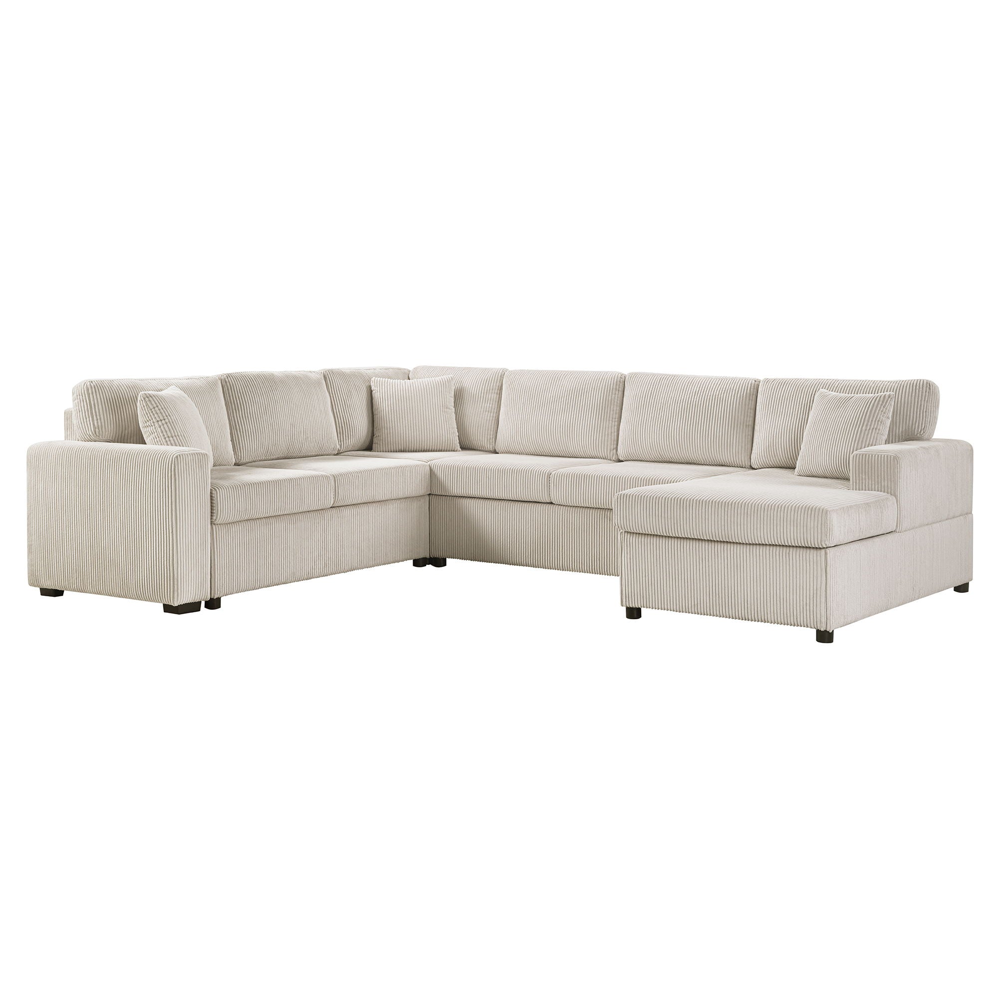 Oversized Sectional U-Shaped Sofa With Chaise Lounge And Three Soft Throw Pillows