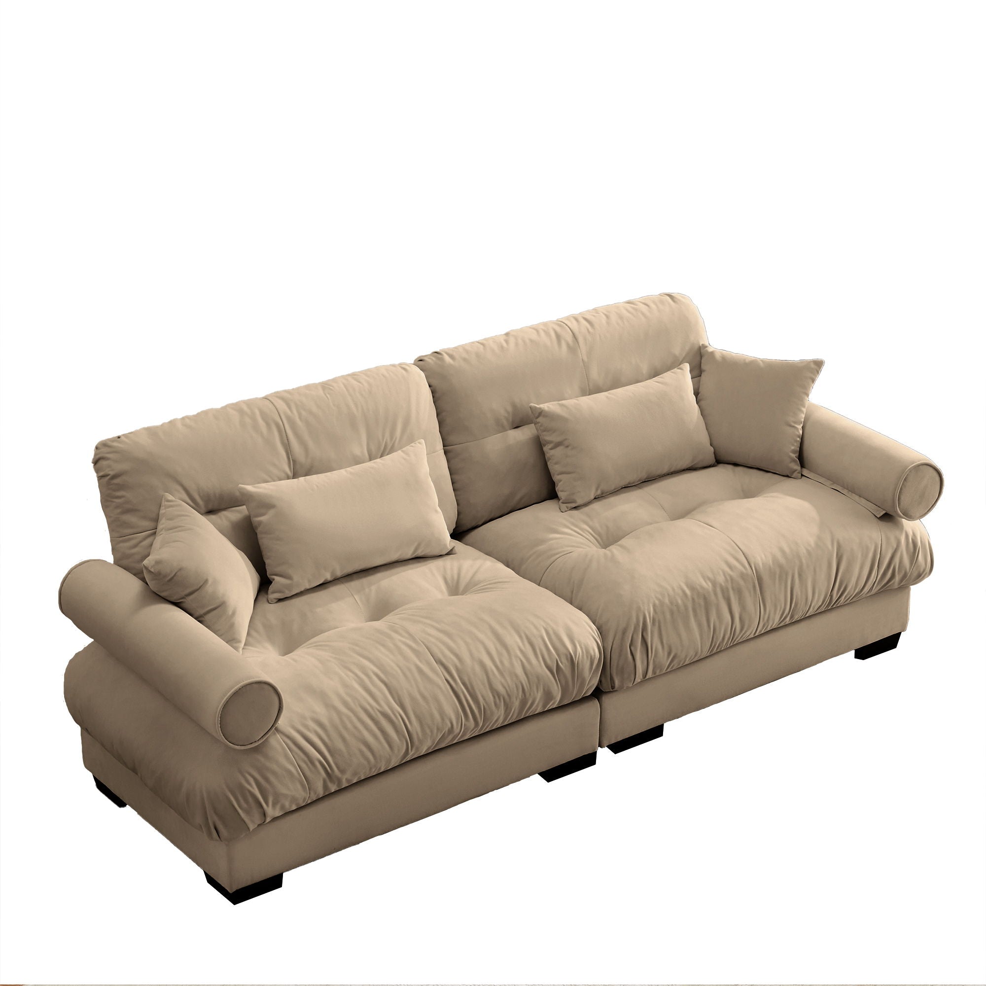 Modern Oversize Sofa With Cloud Like Comfort, Featuring Waist And Throw Pillows