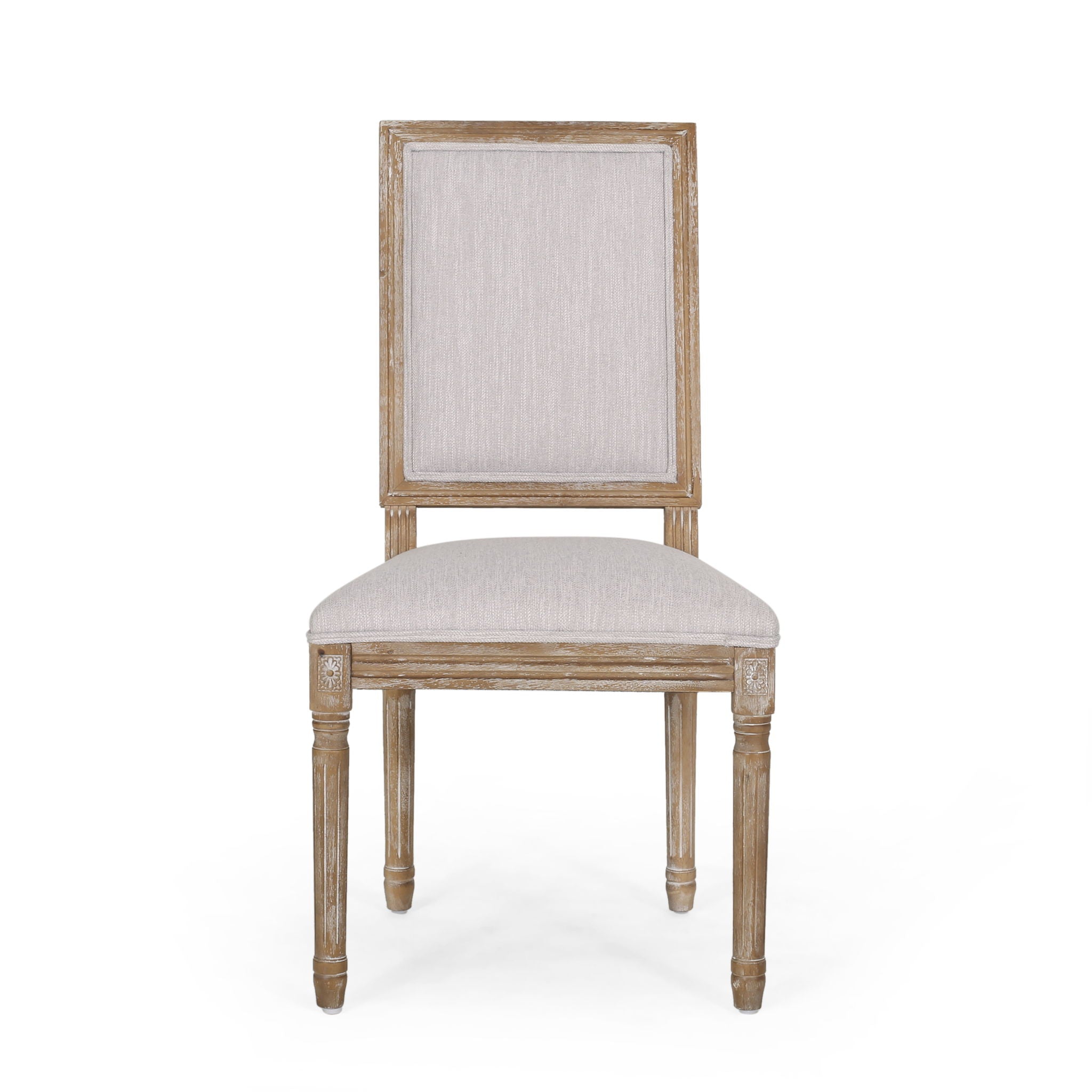 French Country Style Dining Chair With Upholstered Seating And Fluted Legs
