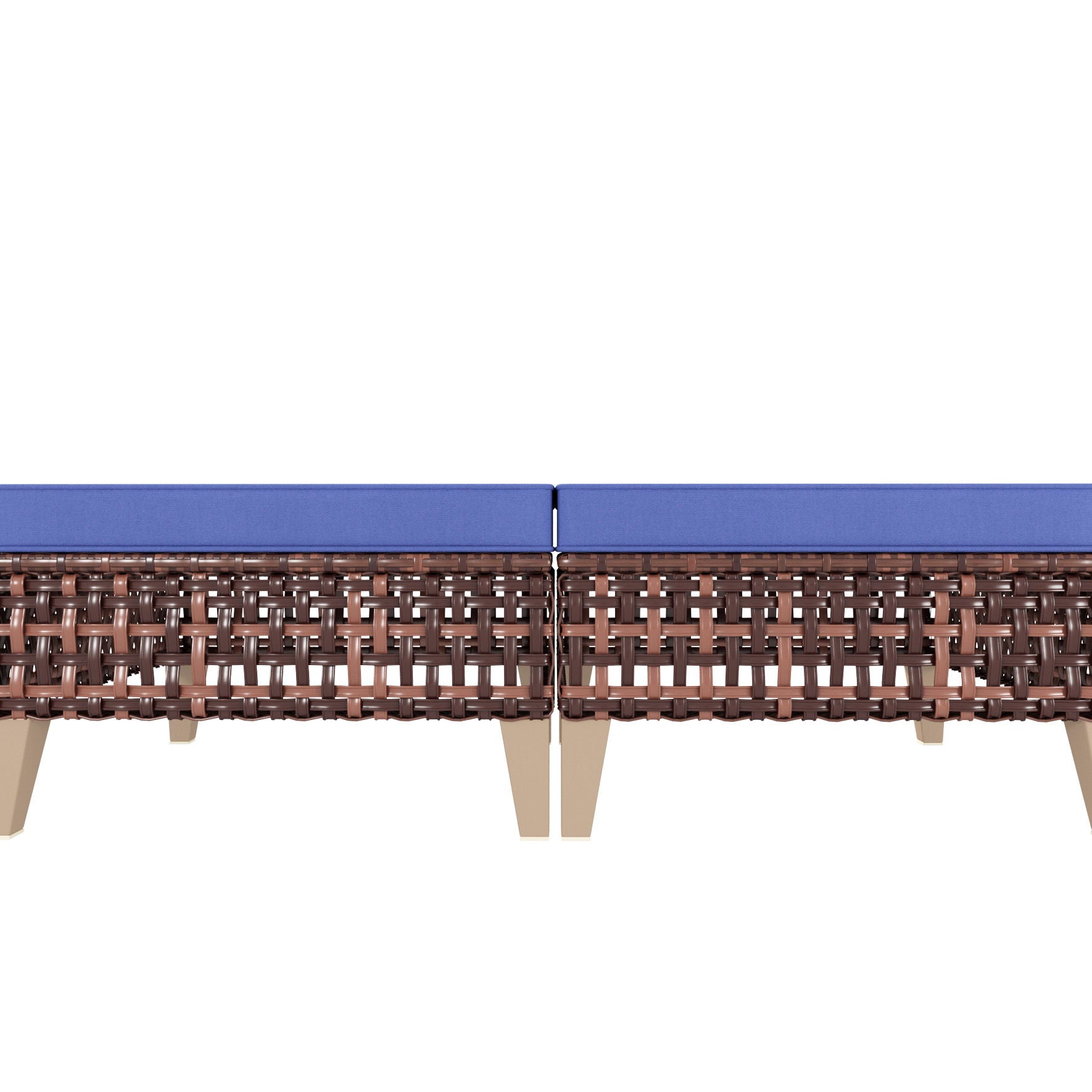 7 Pieces Patio, Wicker Dining Set With Removable Cushions Cotton And Rattan - Blue