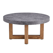 Modern Retro Texture Round Coffee Table With Crossed Legs - Gray