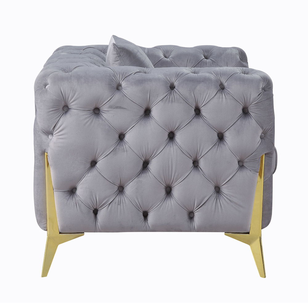 Jelanea - Chair With Pillow - Gray Velvet & Gold