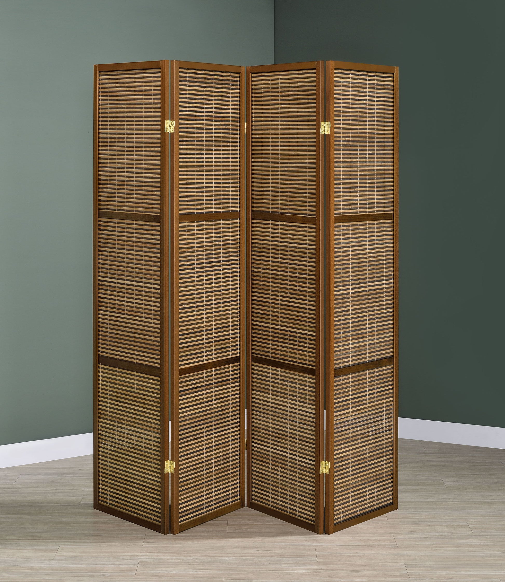 Coaster Fine Furniture Browning - 4-Panel Bamboo Room Divider Folding Screen - Walnut | Meri Furniture