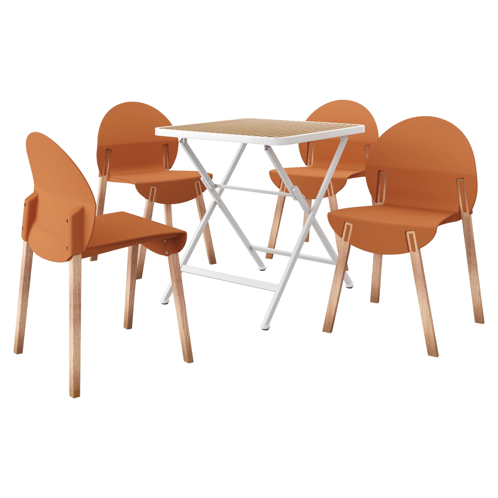 4 Piece Set Of Single Chairs With A Folding Square Table