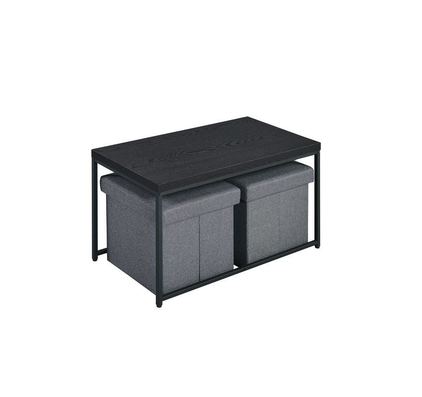 Murph 35"W Black Wood Grain 3 Piece Coffee Table Set