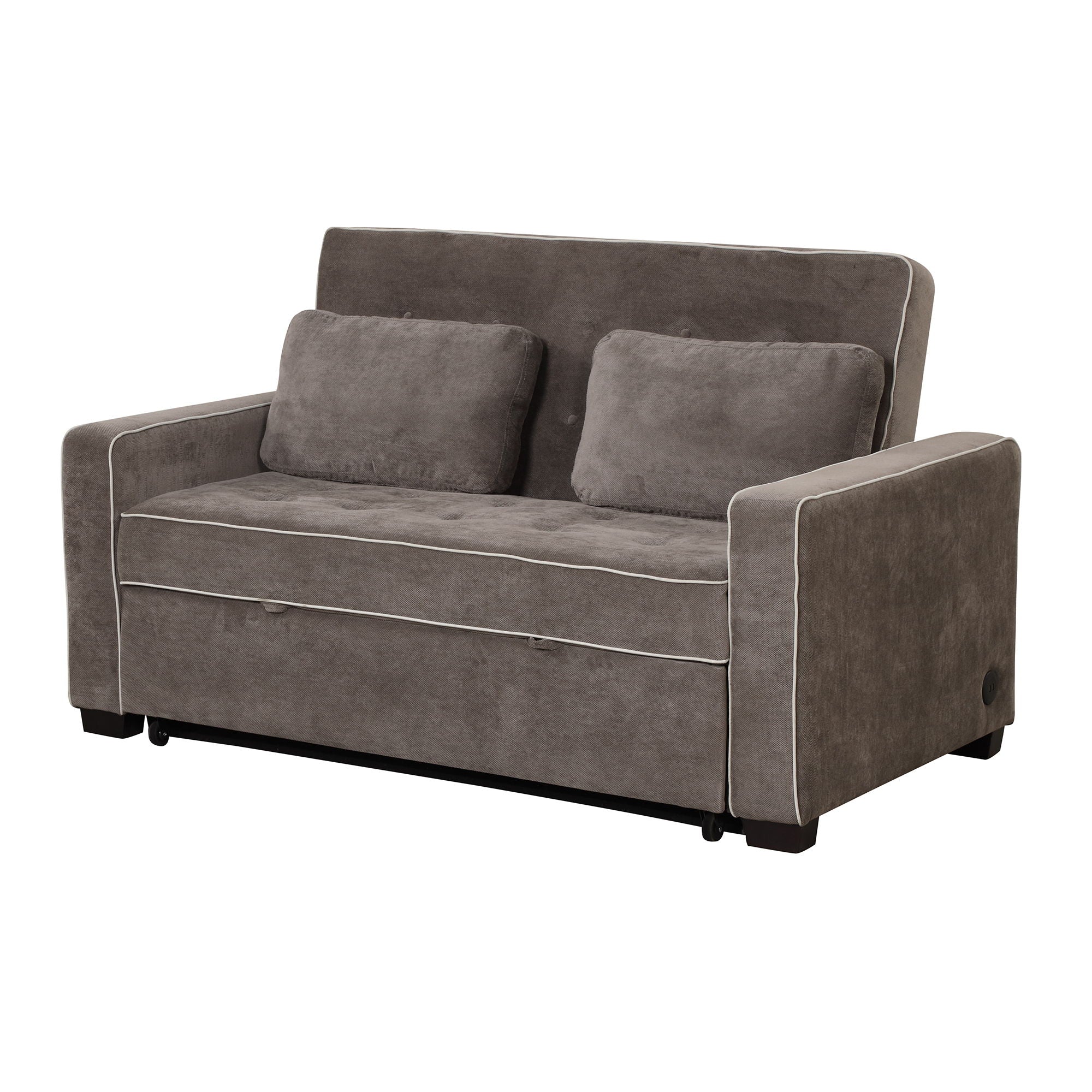 Upholstered Sleeper Bed Sofa With Dual USB Charging, Adjustable Backrest