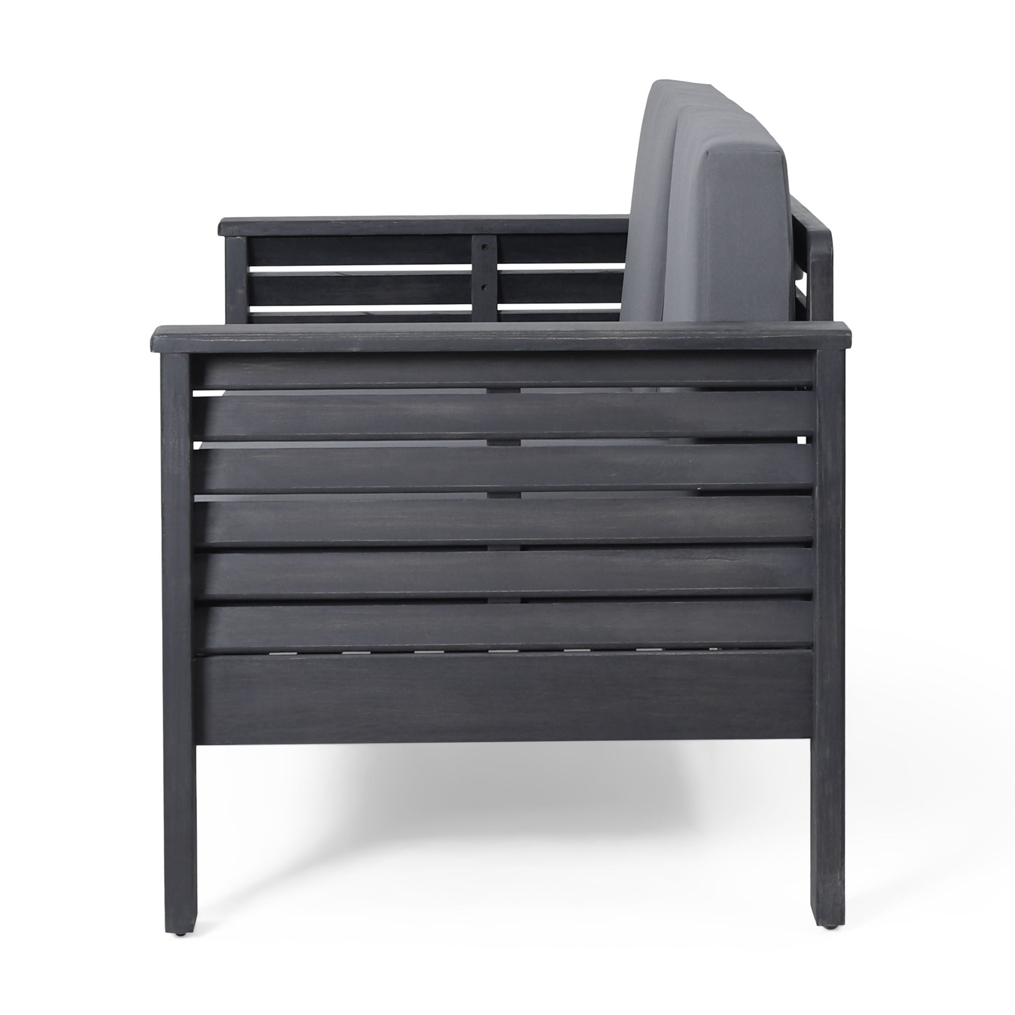 Acacia Wood Loveseat And Coffee Table Set With Cushions