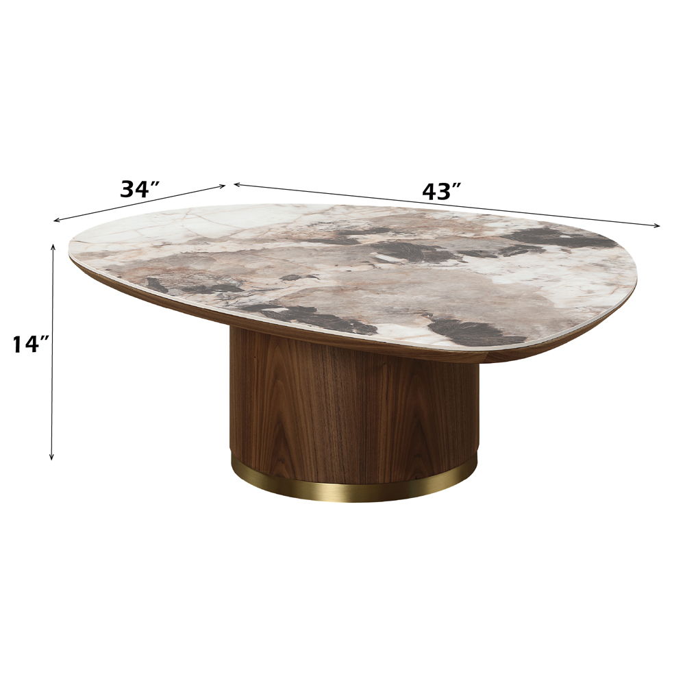 Willene - Coffee Table With Ceramic Top - Ceramic Top & Walnut