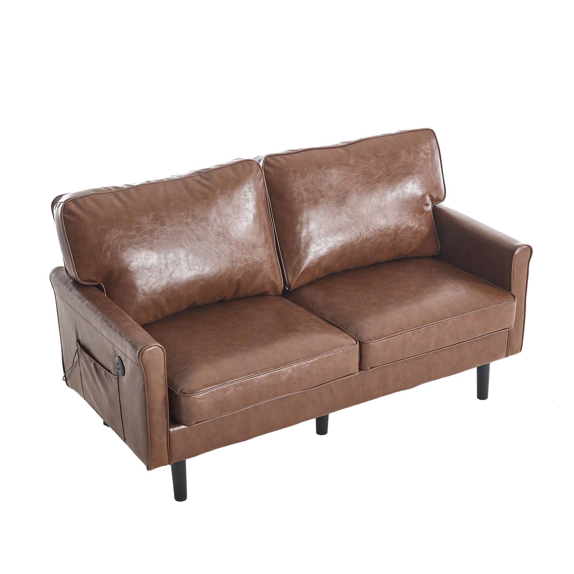 Mid Century Modern Loveseat Sofa With USB Ports, Removable Pillow Cover