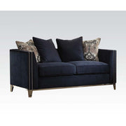 Phaedra - Loveseat With 4 Pillows - Blue Fabric