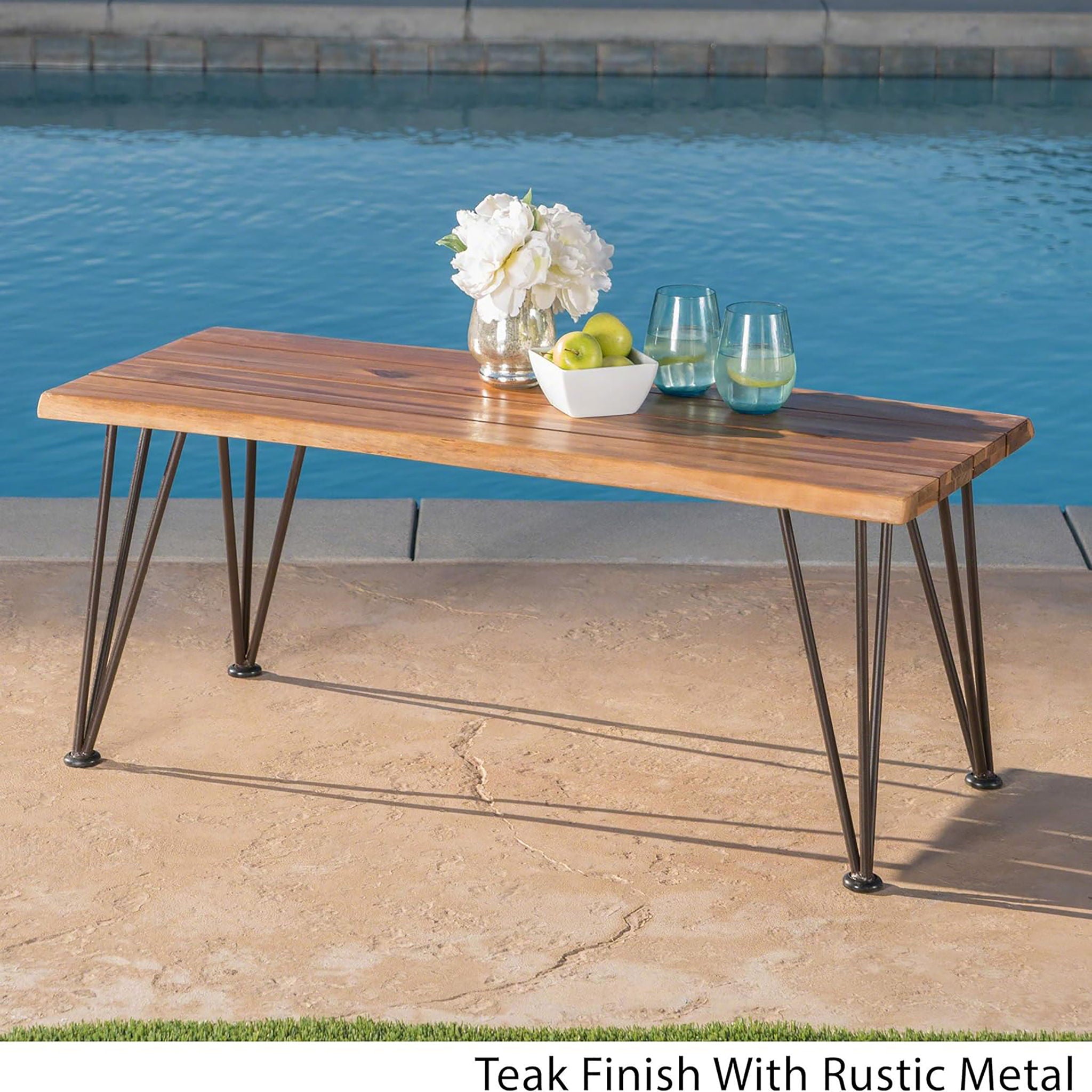 Zion - Outdoor Industrial Iron And Coffee Table - Teak