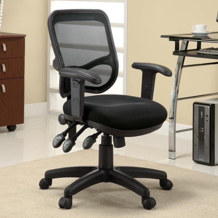 Coaster Fine Furniture Rollo - Upholstered Adjustable Ergonomic Office Chair - Black | Meri Furniture
