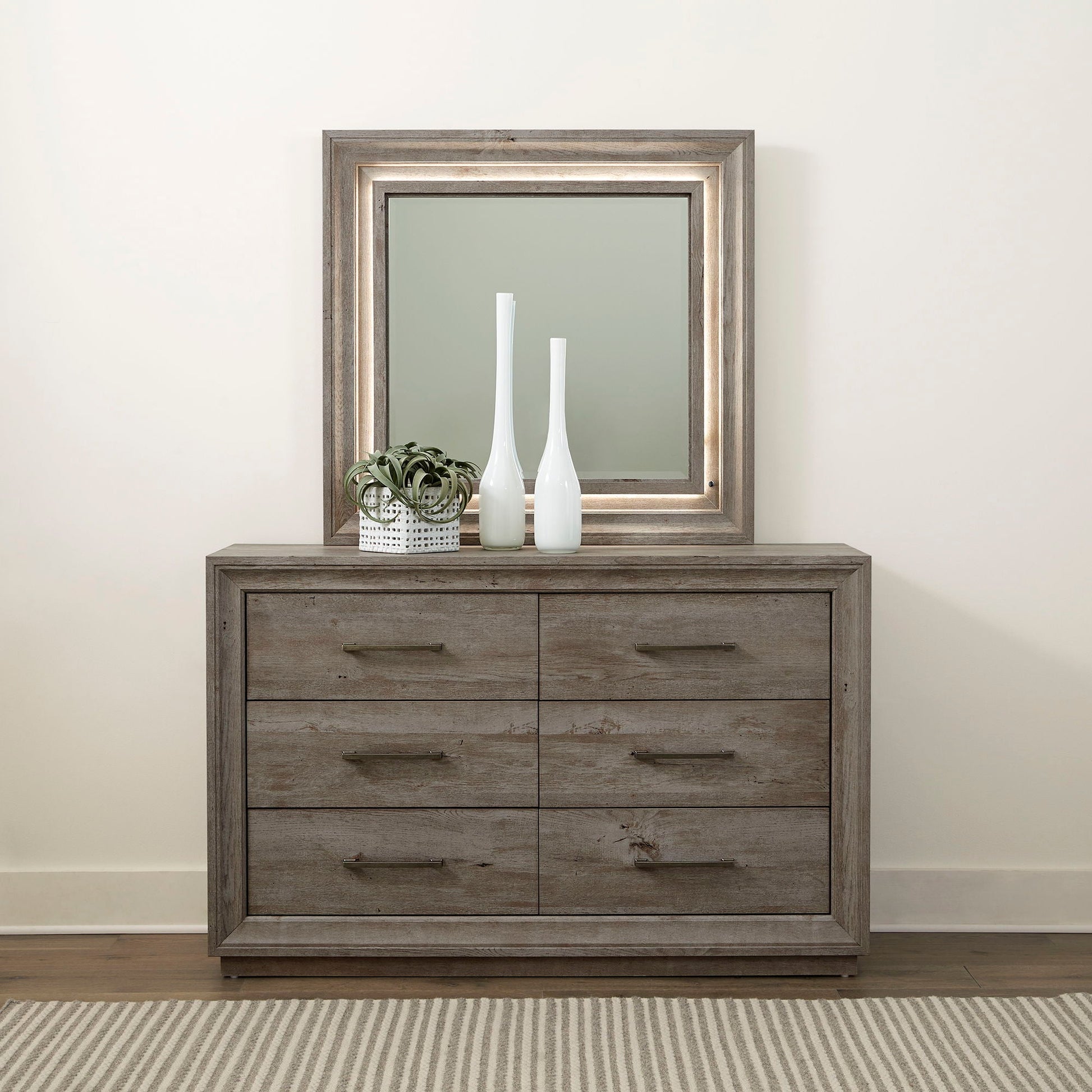 Liberty Furniture Horizons - Dresser & Mirror - Gray | Meri Furniture