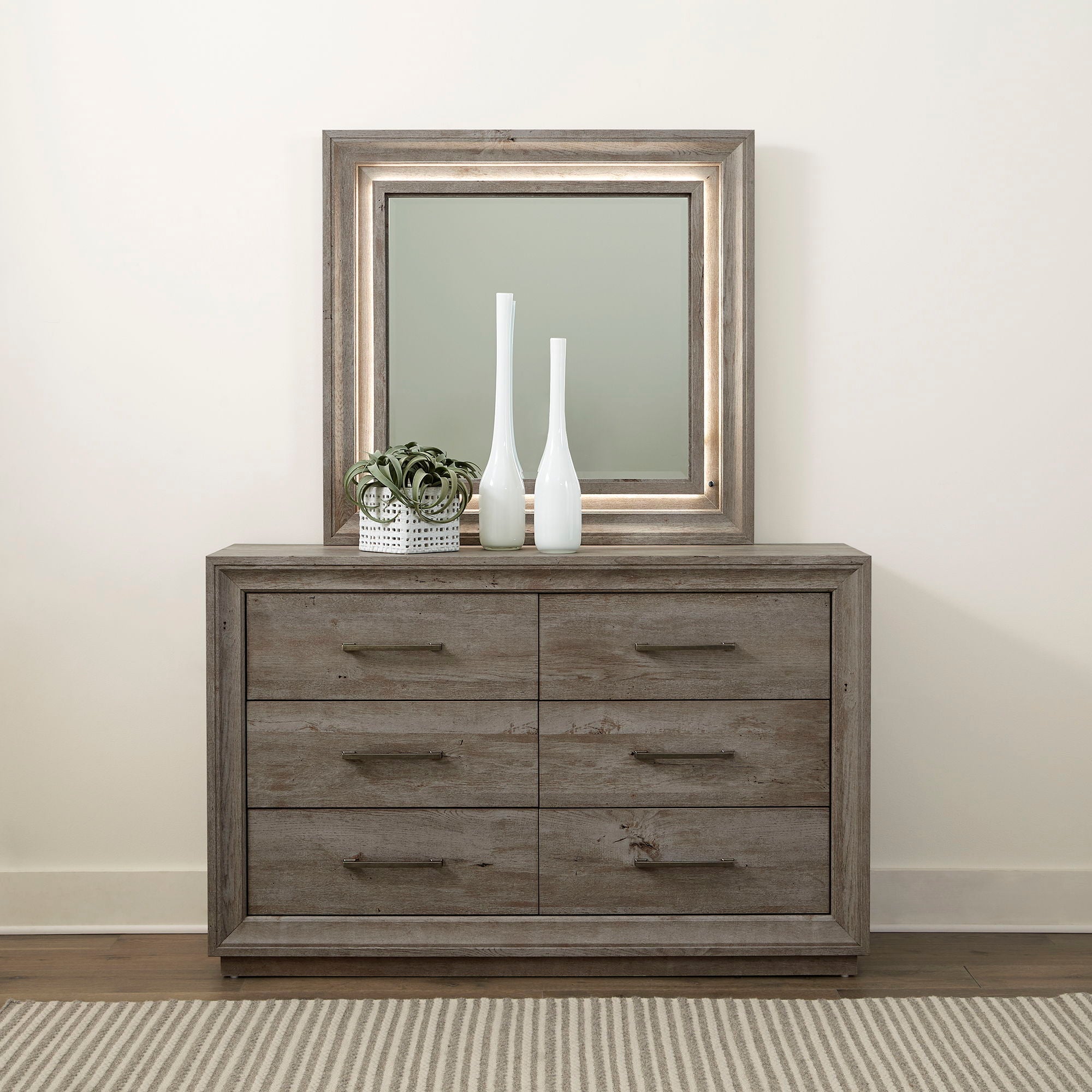 Liberty Furniture Horizons - Dresser & Mirror - Gray | Meri Furniture