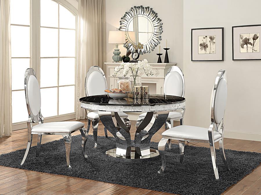 Coaster Fine Furniture Anchorage - Round Glass Top Dining Table - Chrome | Meri Furniture