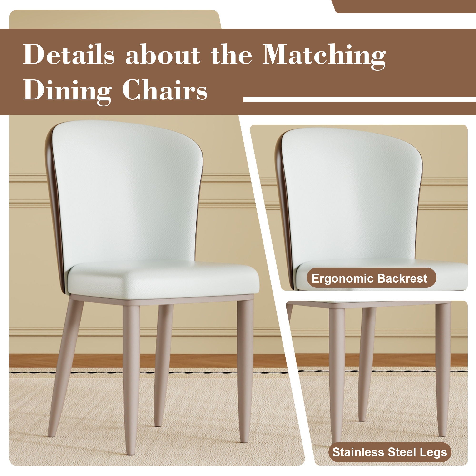 Round Dining Table With 360° Rotating Lazy Susan For Dining Room & Kitchen, 6 Chairs - White