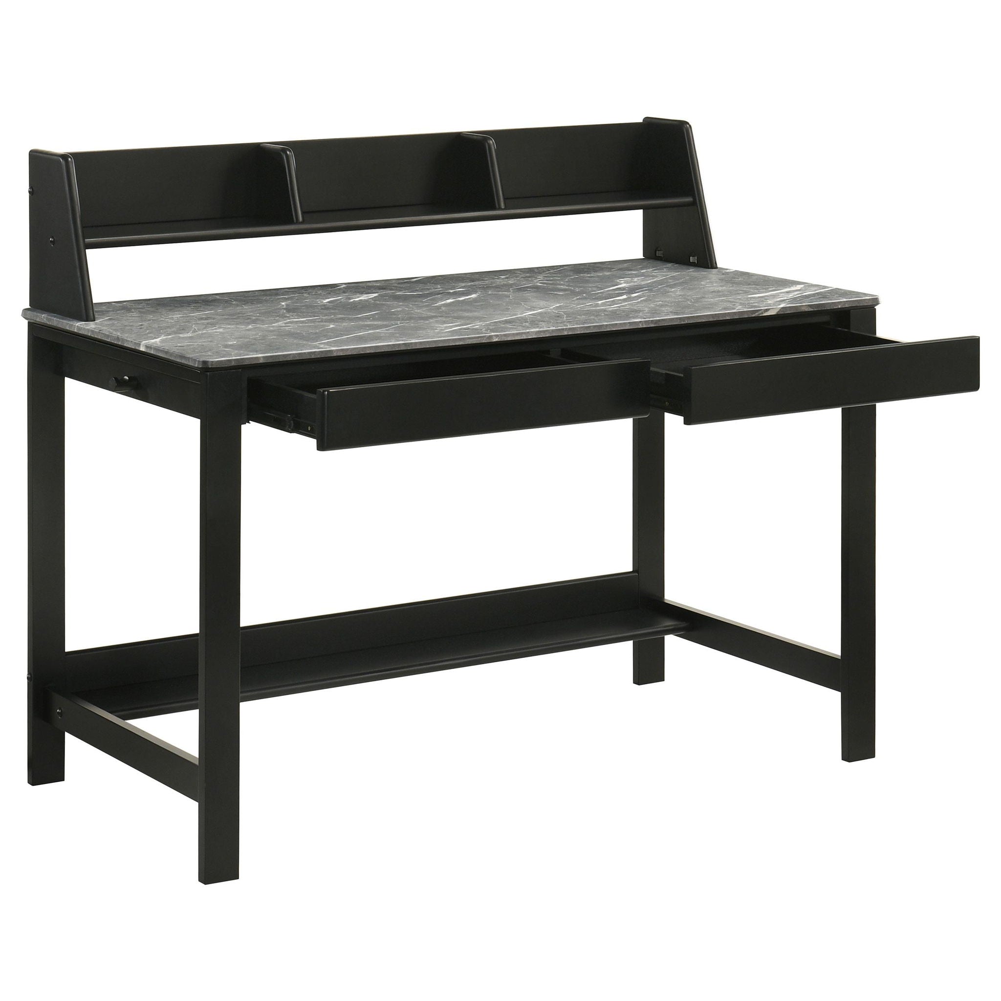 Besler 47-inch SmartTop Writing Desk with Shelf Grey Stone and Black