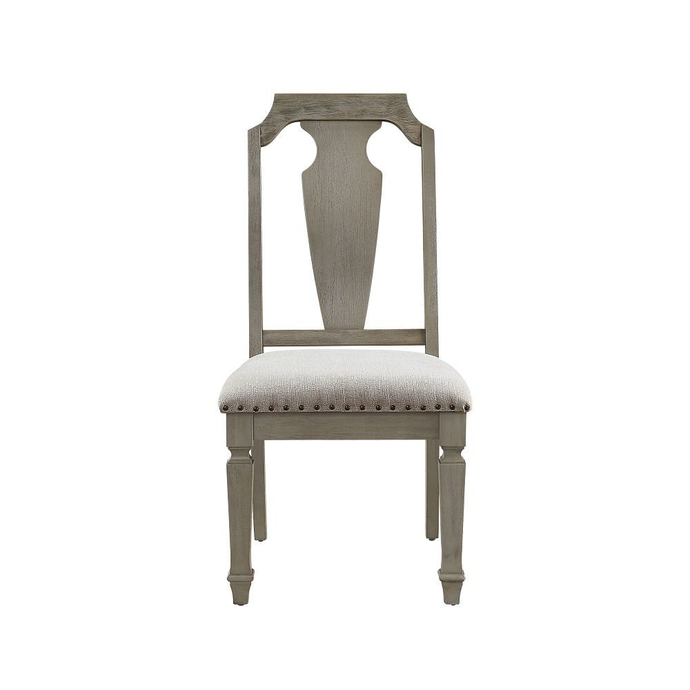 Zumala - Side Chair Set of 2) - Beige Linen & Weathered Oak