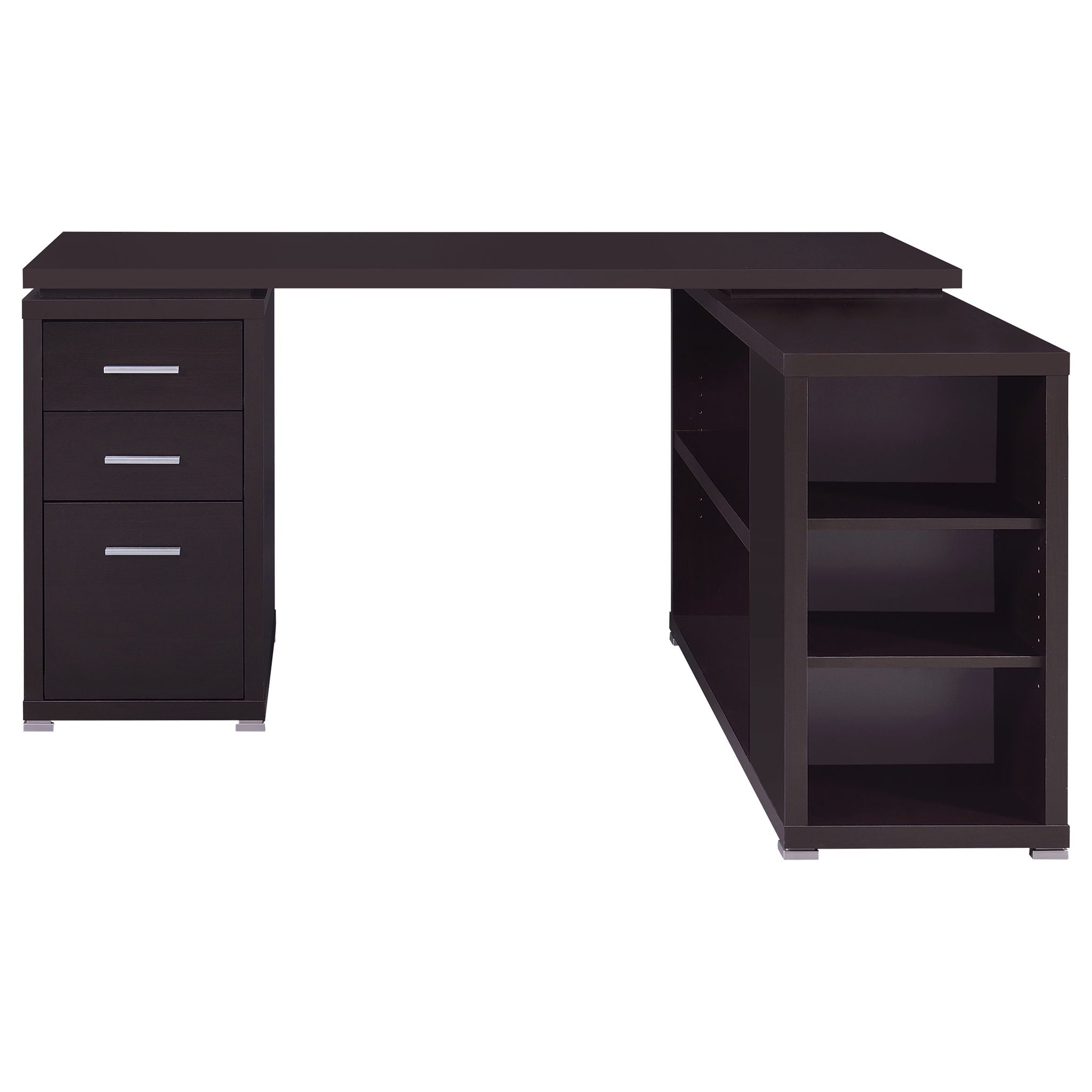 Transitional L Shape Computer Desk With Multiple Storage And Built In File Cabinet