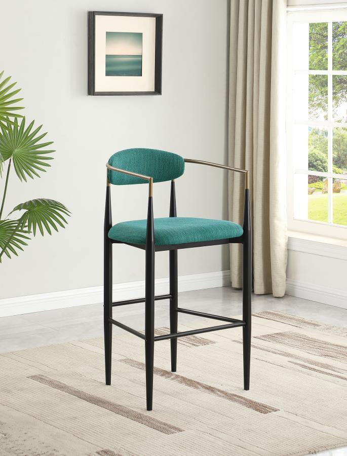 Coaster Fine Furniture Tina - Metal Pub Height Bar Stool With Upholstered Back And Seat (Set of 2) | Meri Furniture