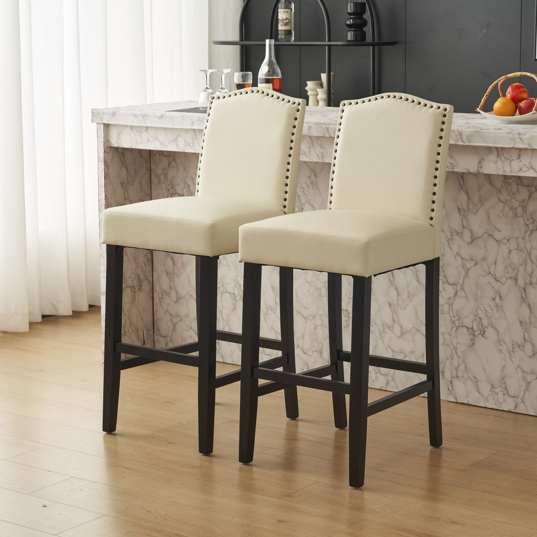 Counter Height Upholstered Bar Stools (Set of 2)