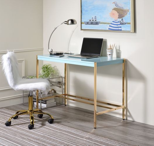 ACME Rectangular Writing Desk No Storage : Finish Metal Base. | Meri Furniture